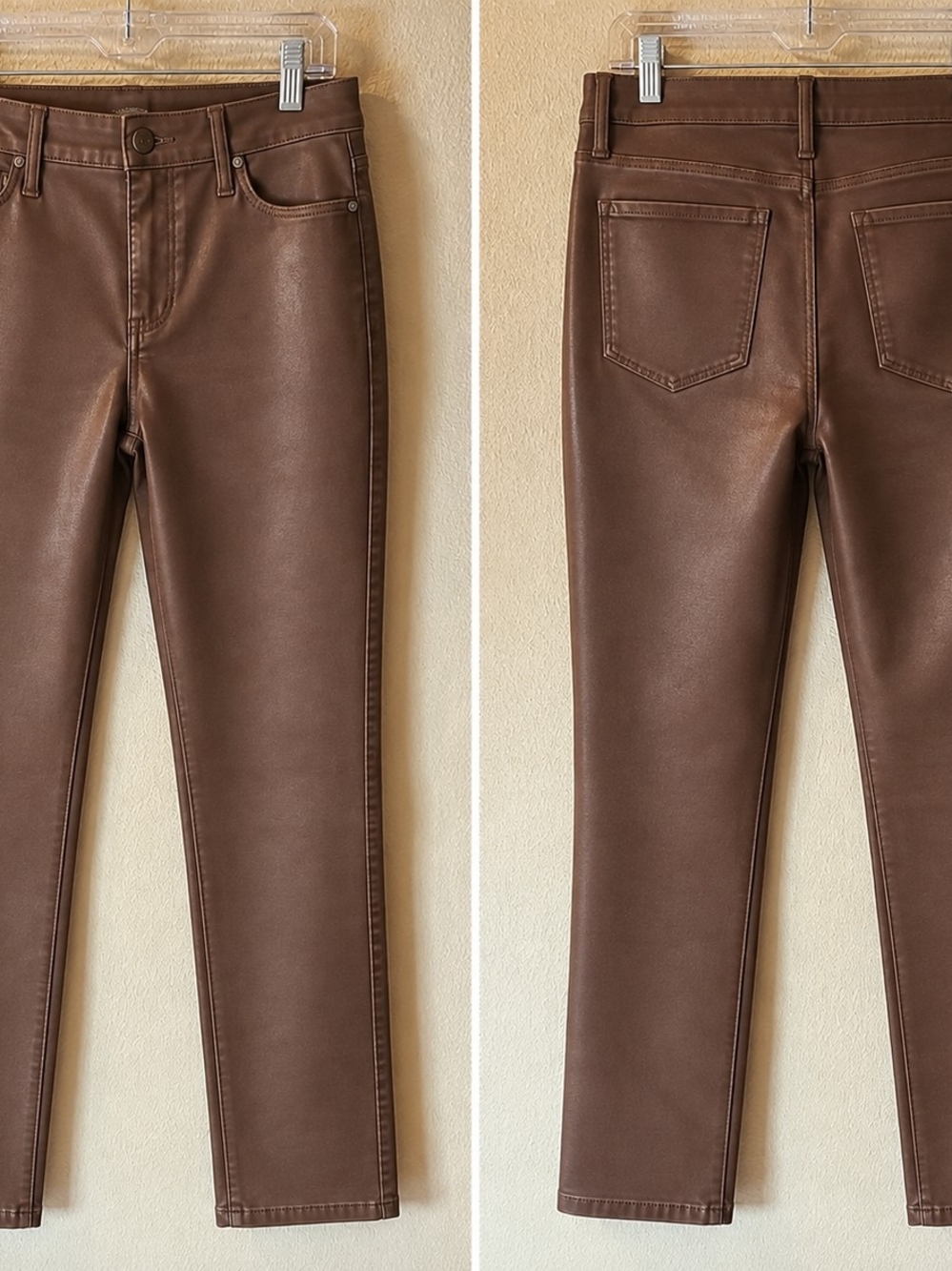 Simply Vera Vera Wang Brown Faux-Leather Skinny Jeans